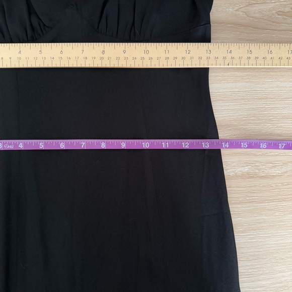 Reformation 0 NEW Kalani Midi Dress Black Long Sleeve Cut Out Neck Slit Cut - Picture 9 of 12